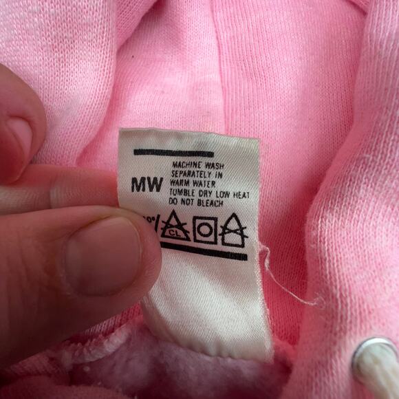 Vintage Delta Zeta Hoodie Pink Green Sorority Small 70s College Greek Letters - Picture 8 of 8